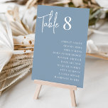 Modern Handwritten   Classic Serif Guest Names Table Number<br><div class="desc">Simple and chic table number cards in Dusty Blue and white make an elegant statement at your wedding or event. Design features "table [number]" in handwritten script lettering,  with individual guest names below in timeless serif typography. Design repeats on both sides.</div>
