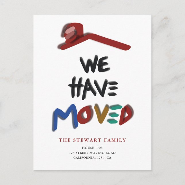 Modern Handwritten Colourful We Have Moved Announcement Postcard (Front)