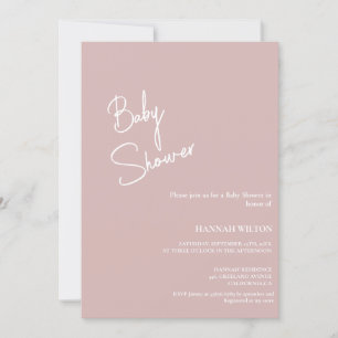 Modern handwritten Dusty Rose baby shower Invitation
