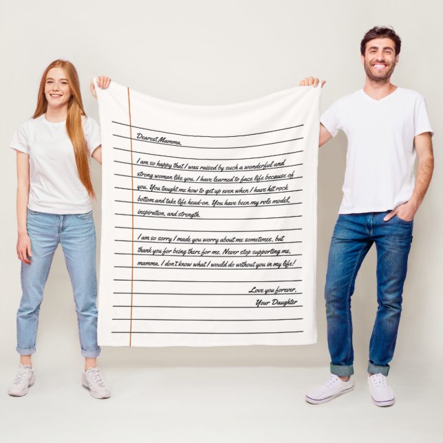 Modern Handwritten Letter Notebook Paper for Mom Fleece Blanket (In Situ)