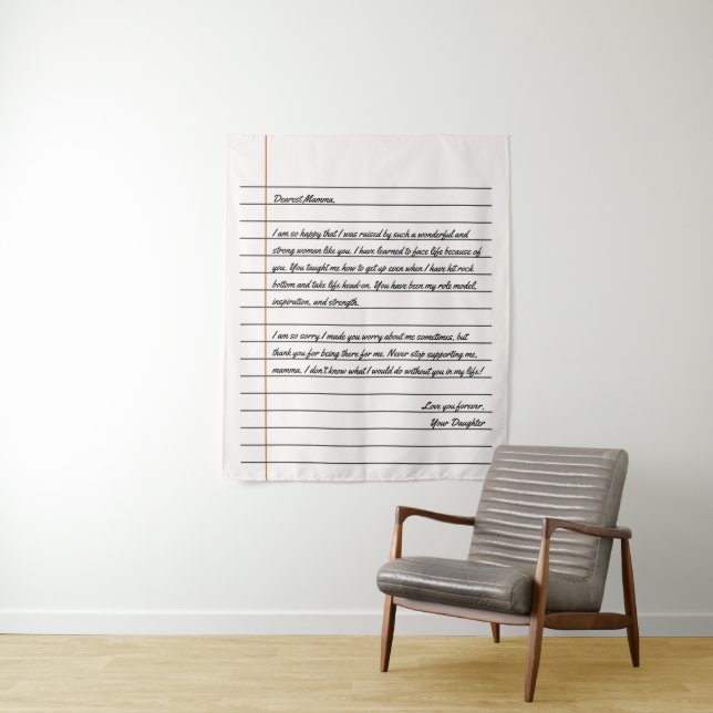 Modern Handwritten Letter Notebook Paper for Mom Tapestry (In Situ)