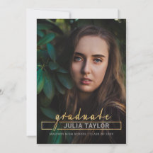 Modern Handwritten Luxurious Gold Photo Graduation