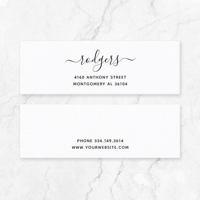 Modern Handwritten Name 08. Plain Template Mini Business Card (Timeless Small Business Stationary - modern script typography minimalist mini business card.)