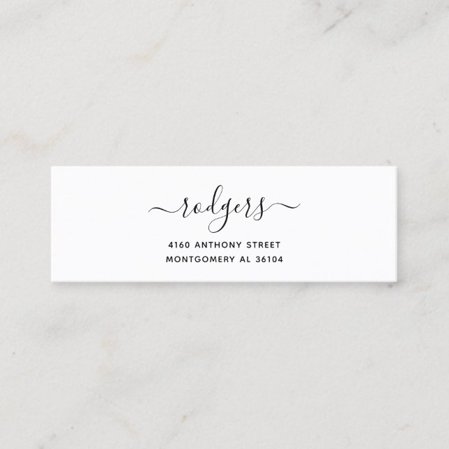 Modern Handwritten Name 08. Plain Template Mini Business Card (Front)