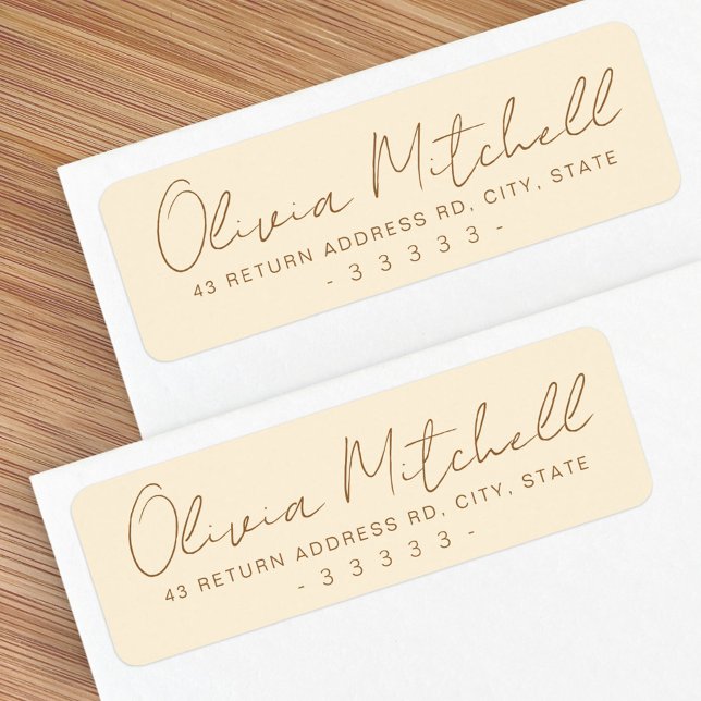 Modern handwritten name cream return address (Modern handwritten name cream return address label)