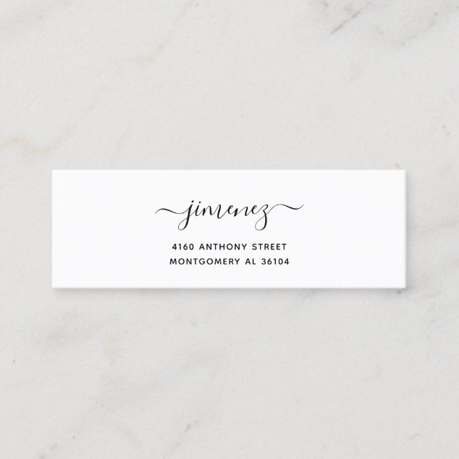 Modern Handwritten Name & Return Address 08c. Mini Business Card (Front)