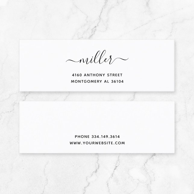 Modern Handwritten Name & Return Address 08d. Mini Business Card (Timeless Quiet Luxury Calligraphy Small Business Essential - Timeless Typography Mini Business Card.)