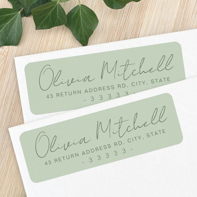 Modern handwritten name sage green return address (Creator Uploaded)