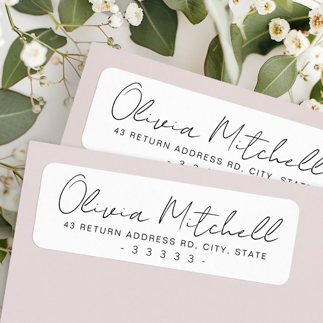 Modern handwritten name white return address (Modern handwritten name white return address label)