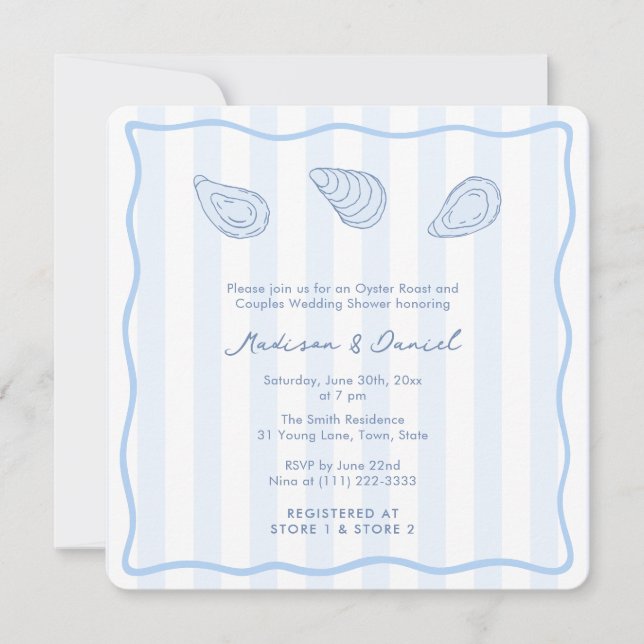 Modern Handwritten Oyster Roast Coed Bridal Shower Invitation (Front)