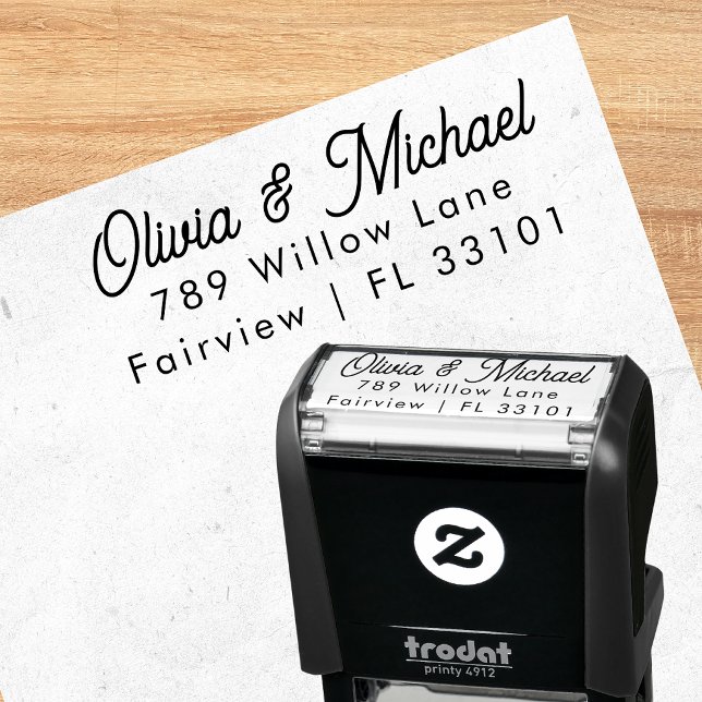 Modern Handwritten Return Address Stamp for Couple (Creator Uploaded)
