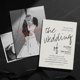 Modern Handwritten  Romantic Photo Wedding Invitation