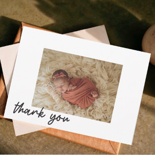 Modern Handwritten Script   Baby Shower PhotoCard Thank You Card