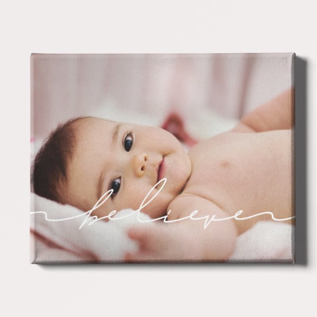 Modern handwritten script Believe Canvas Print (Creator Uploaded)