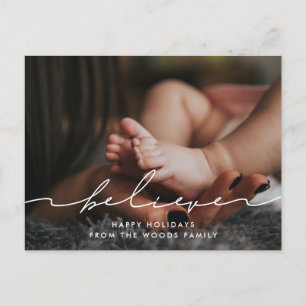 Modern handwritten script Believe photo Postcard