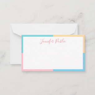 Modern Handwritten Script Blue Green Pink Yellow Card