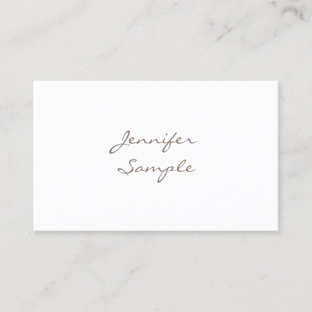 Modern Handwritten Script Charming Unique Plain Business Card (Front)