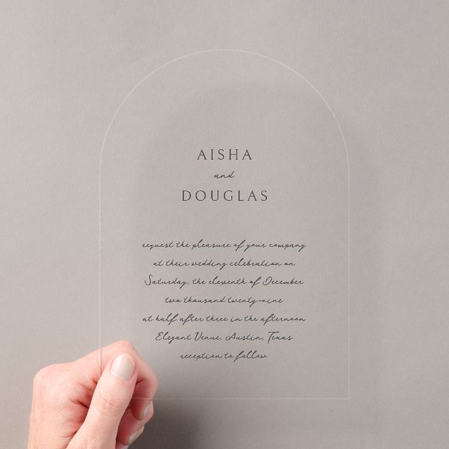Modern Handwritten Script Elegant Wedding Acrylic Invitations (Insitu (Handheld))