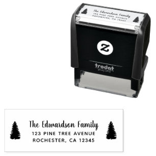 Modern handwritten script family name self-inking stamp