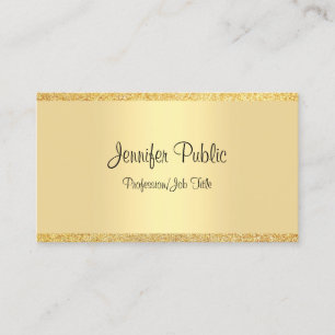 Modern Handwritten Script Gold Glitter Template Business Card