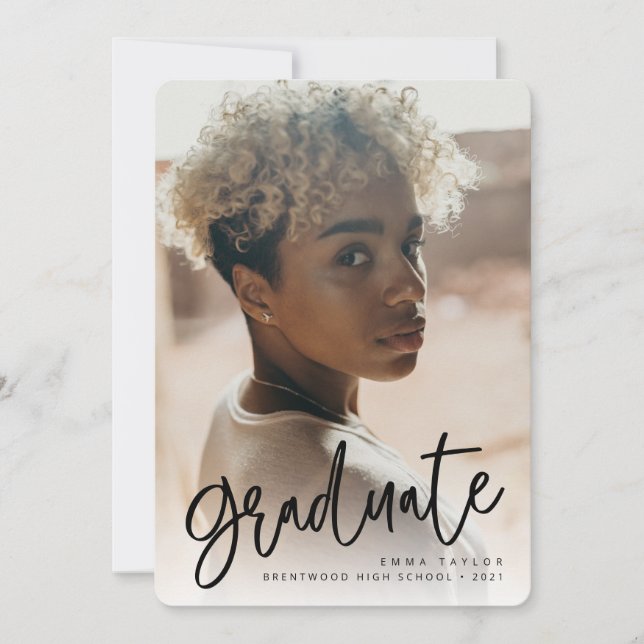 Modern Handwritten Script Graduation Announcement (Front)