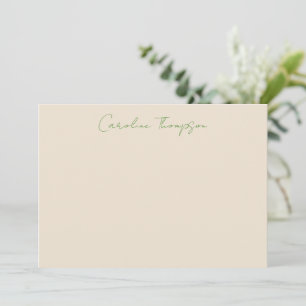 Modern Handwritten Script Green Personalized Name  Card