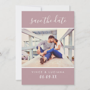 Modern Handwritten Script Mauve Wedding Photo Save The Date