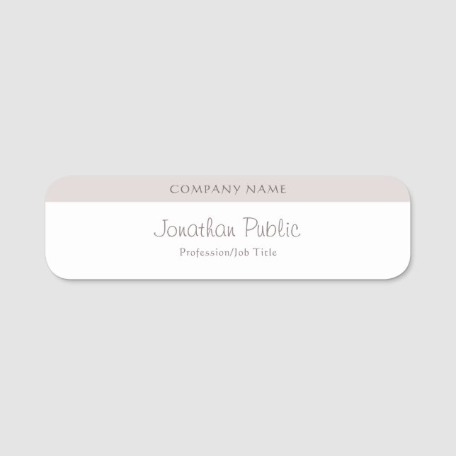 Modern Handwritten Script Name Template Elegant Name Tag (Front)