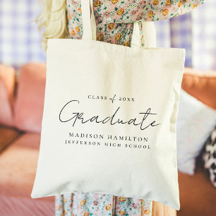 Modern Handwritten Script Personalized Graduation Tote Bag