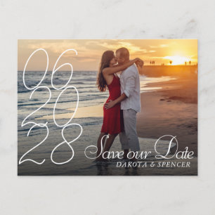 Modern Handwritten Script Photo Save the Date Announcement Postcard
