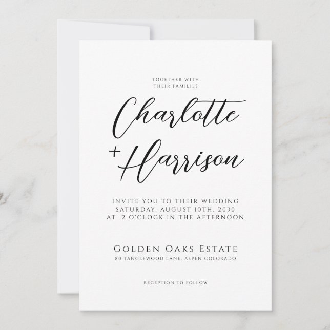 Modern Handwritten Script Photo Wedding Invitation (Front)