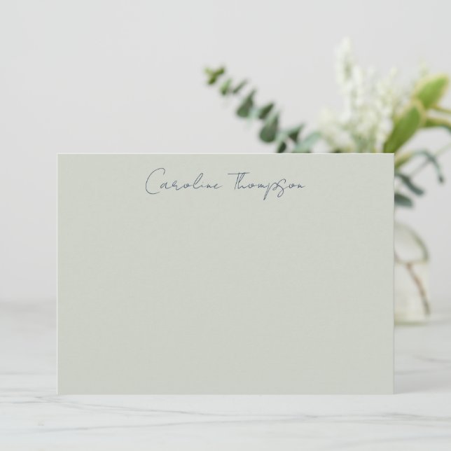 Modern Handwritten Script Sage Personalized Name Card (Standing Front)