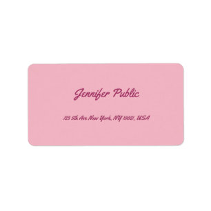Modern Handwritten Script Text Elegant Pink Plain Label