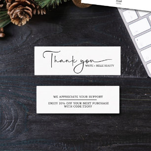 Modern Handwritten Script Thank You Mini Business Card
