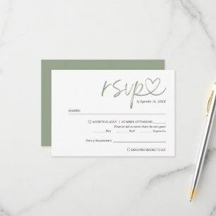 Modern Handwritten Script w/ Meal Choice Wedding RSVP Card