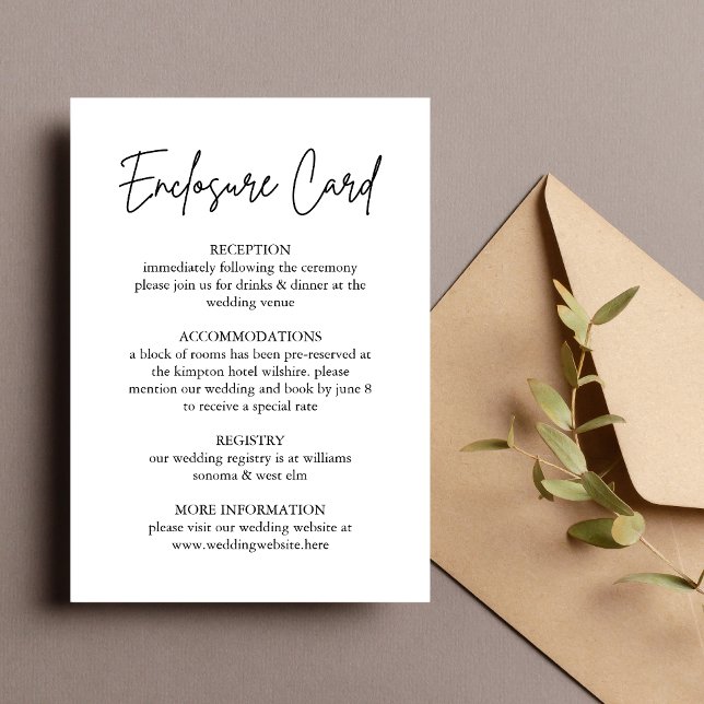 Modern Handwritten Script Wedding Enclosure Card (Creator Uploaded)