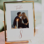 Modern Handwritten Script Wedding Photo Table Number<br><div class="desc">An elegant modern handwritten calligraphy script in a blush pink colour with photo makes this an excellent addition and keepsake to your wedding table.  Easily personalize with your photo and number(s) of choice.</div>