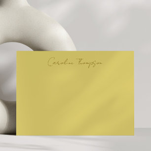 Modern Handwritten Script Yellow Personalized Name Card