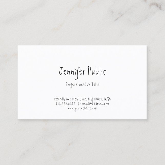 Modern Handwritten Simple Elegant Template Top Business Card (Front)