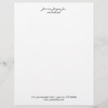 Modern Handwritten Stylish Minimalist Luxury Letterhead<br><div class="desc">Modern Handwritten Stylish Minimalist Luxury Black And White Letterhead fully customizable,  in black and white,  but you can change background and font in any colour.</div>