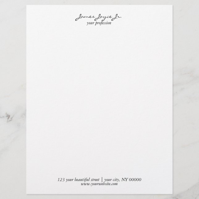 Modern Handwritten Stylish Minimalist Luxury Letterhead (Front)