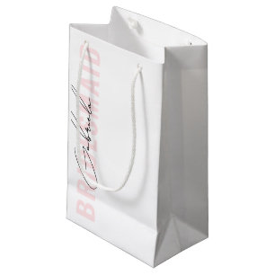 Modern Handwritten Stylish Script Pink Bridesmaid Small Gift Bag
