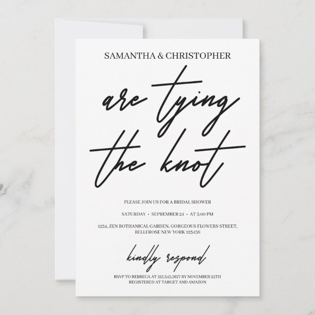 Modern handwritten typography elopement invitation (Front)