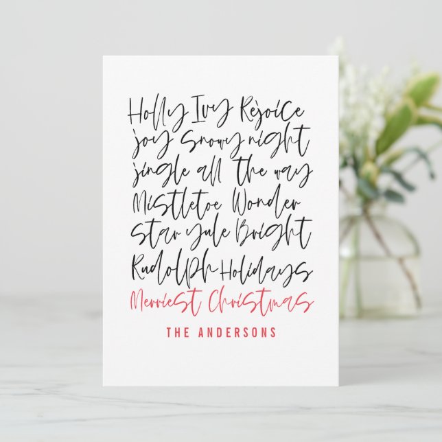 Modern Handwritten typography Holiday Photo (Standing Front)