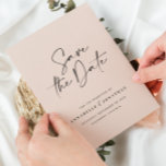 Modern handwritten typography wedding announcement<br><div class="desc">Modern classy typography bold wedding save the date card. With modern,  elegant typography and striped backer design. Tan and black colours can be customized.</div>