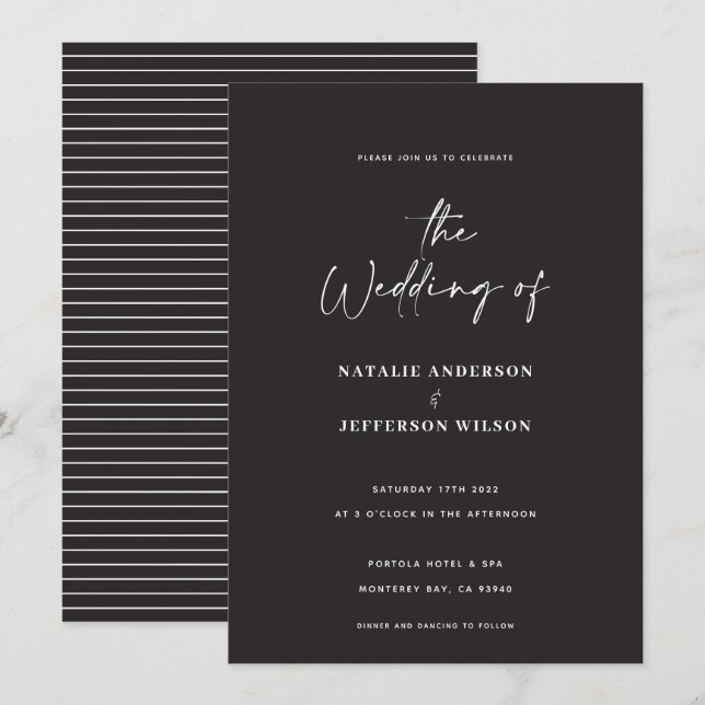 Modern handwritten typography wedding invitation (Front/Back)