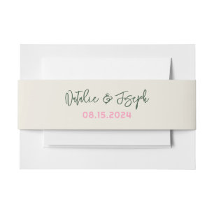 Modern Handwritten Whimsical Fun Retro Wedding Invitation Belly Band