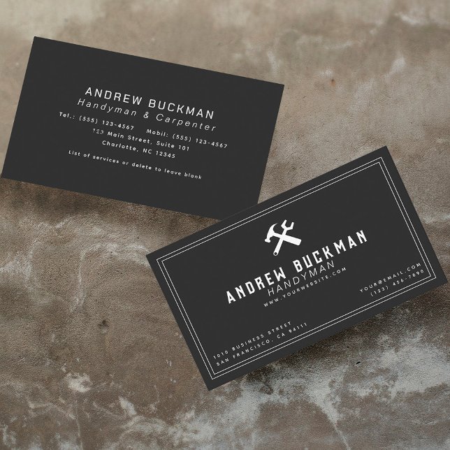 Modern Handyman Carpentry Home Improvement Business Card (Creator Uploaded)