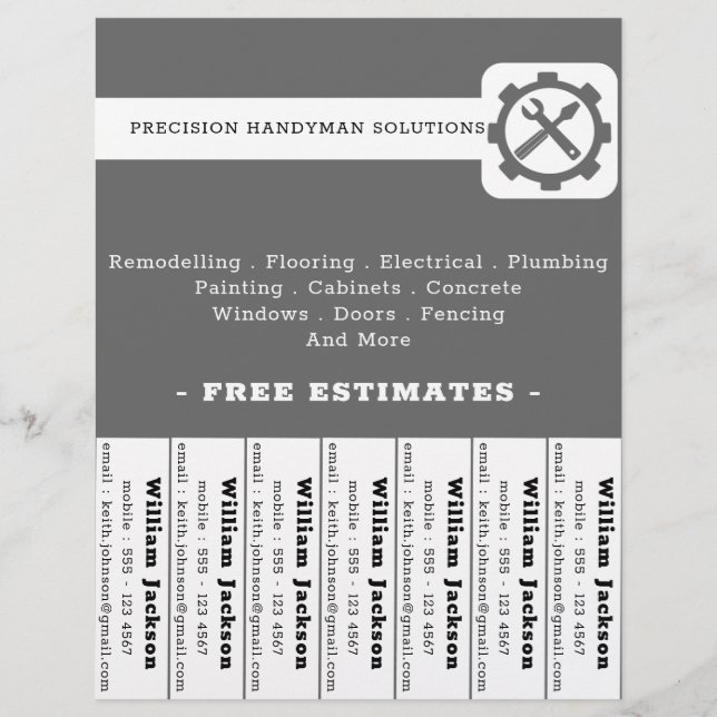Modern handyman construction custom logo flyer (Front)