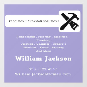 Modern handyman construction custom logo window cling